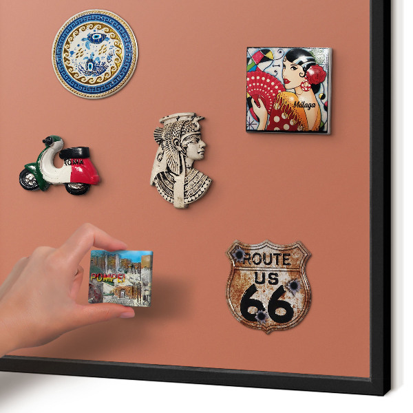 Vacation magnet board with a black frame Brick color