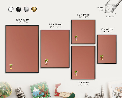Vacation magnet board with a black frame Brick color