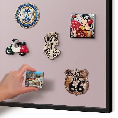 Vacation magnet board with a black frame Pastel lilac