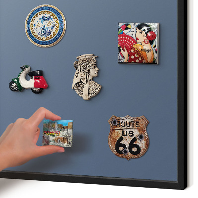 Metal wall board for magnets in a black frame Pastel navy blue