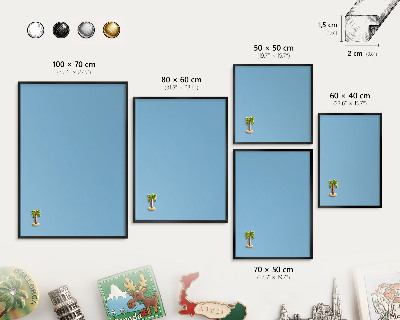 Vacation magnet board with a black frame Blue color