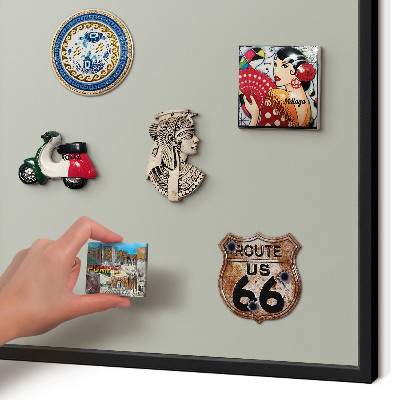 Metal wall board for magnets in a black frame Neutral gray