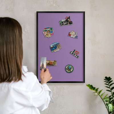 Vacation magnet board with a black frame Violet