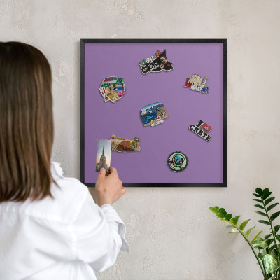 Vacation magnet board with a black frame Violet