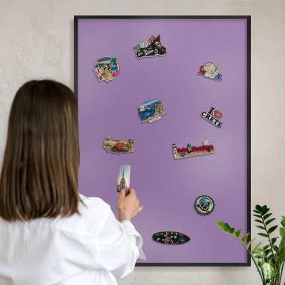Vacation magnet board with a black frame Violet