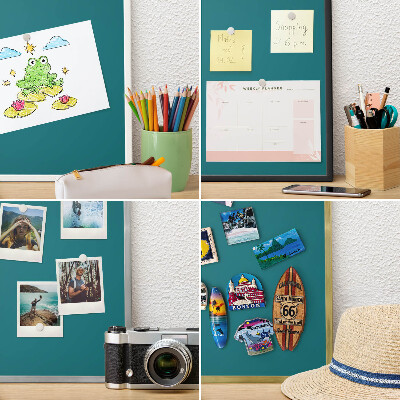 Vacation magnet board with a black frame Dark turquoise