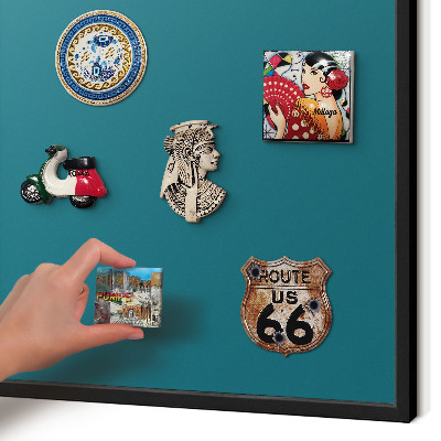 Vacation magnet board with a black frame Dark turquoise