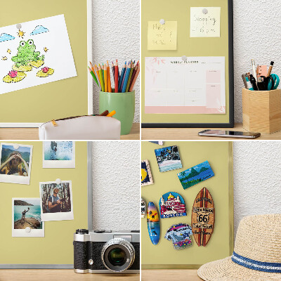 Metal wall board for magnets in a black frame Light mustard
