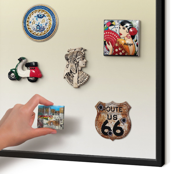 Metal wall board for magnets in a black frame Cream gradient