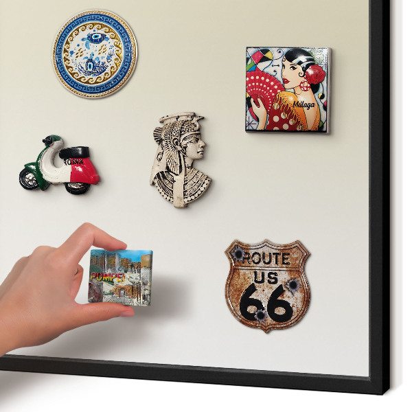 Metal wall board for magnets in a black frame Cream gradient