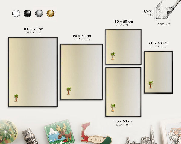 Metal wall board for magnets in a black frame Cream gradient