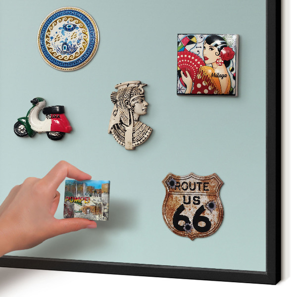Vacation magnet board with a black frame Turquoise gradient