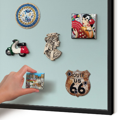 Vacation magnet board with a black frame Turquoise gradient