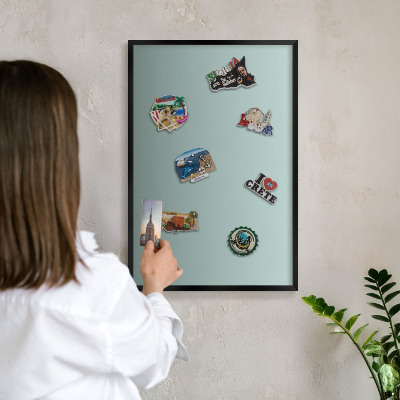 Vacation magnet board with a black frame Turquoise gradient