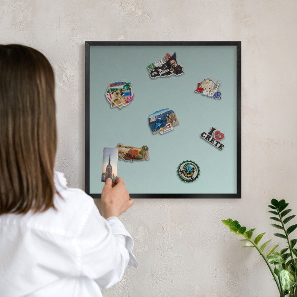 Vacation magnet board with a black frame Turquoise gradient