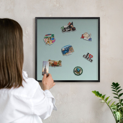 Vacation magnet board with a black frame Turquoise gradient