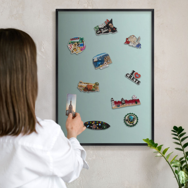 Vacation magnet board with a black frame Turquoise gradient