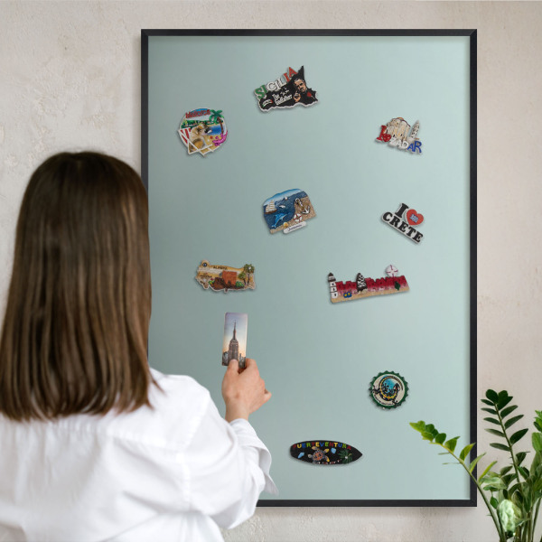 Vacation magnet board with a black frame Turquoise gradient