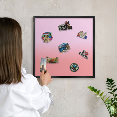 Metal wall board for magnets in a black frame Delicate gradient