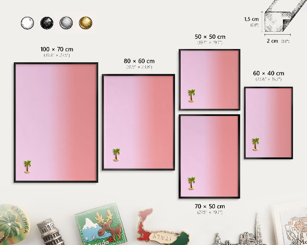 Metal wall board for magnets in a black frame Delicate gradient