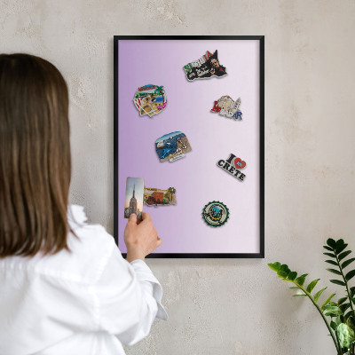 Vacation magnet board with a black frame Subtle gradient