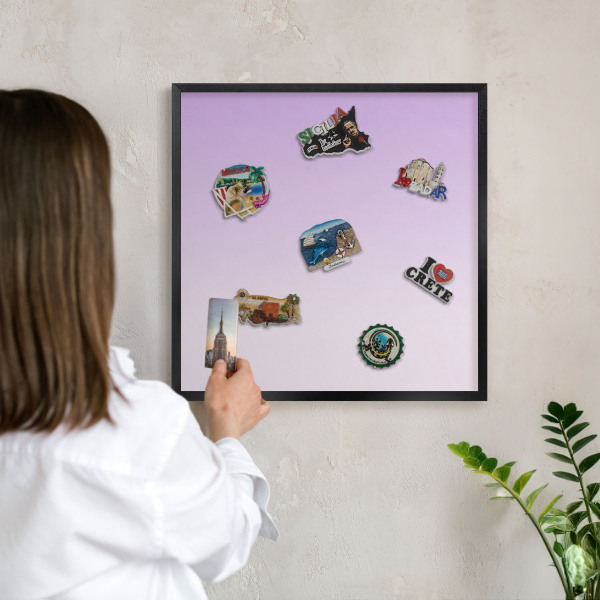 Vacation magnet board with a black frame Subtle gradient