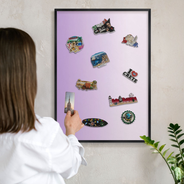 Vacation magnet board with a black frame Subtle gradient