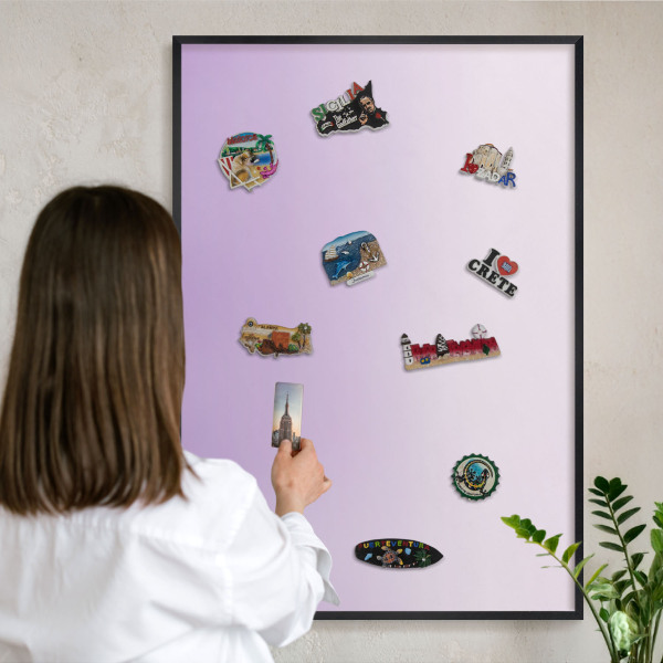 Vacation magnet board with a black frame Subtle gradient