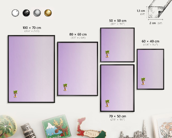 Vacation magnet board with a black frame Subtle gradient