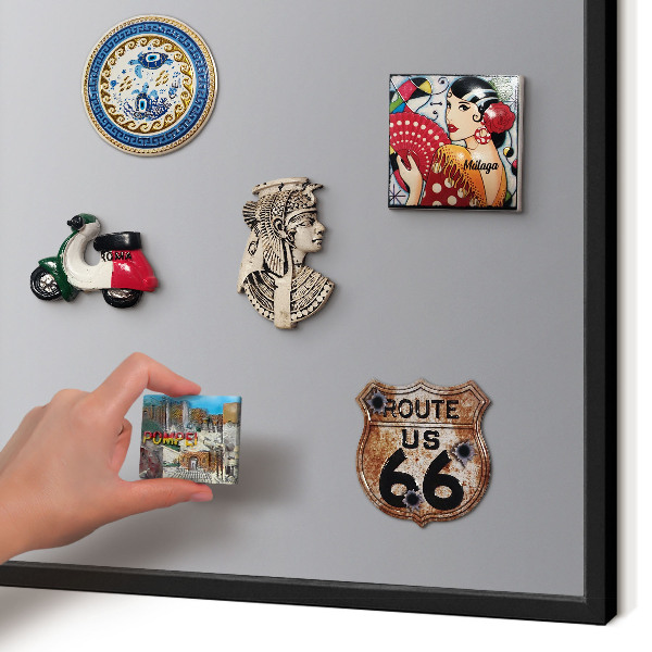 Vacation magnet board with a black frame Gray gradient
