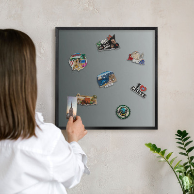 Metal wall board for magnets in a black frame Blue gradient