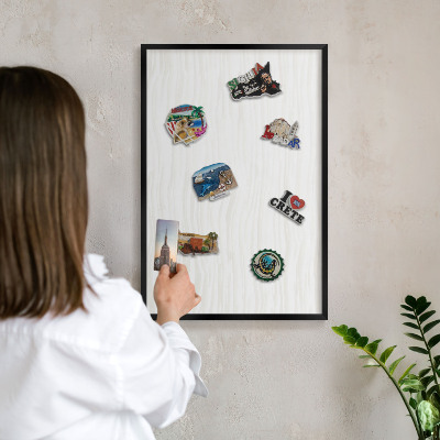 Vacation magnet board with a black frame Harmony of lines