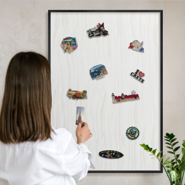 Vacation magnet board with a black frame Harmony of lines