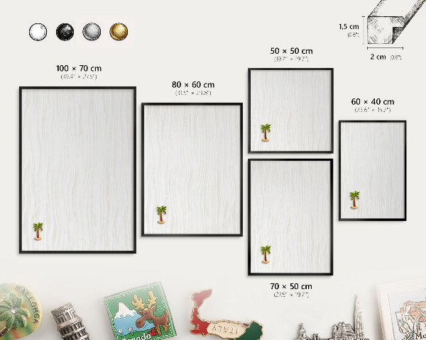 Vacation magnet board with a black frame Harmony of lines