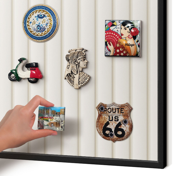 Vacation magnet board with a black frame Vertical lines