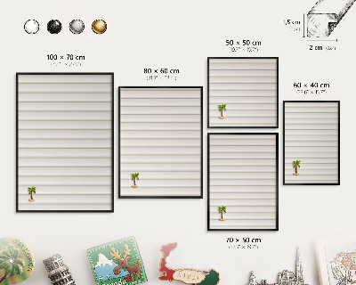Vacation magnet board with a black frame Vertical lines