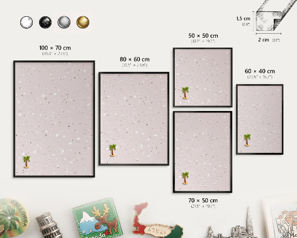 Metal wall board for magnets in a black frame Modern terrazzo