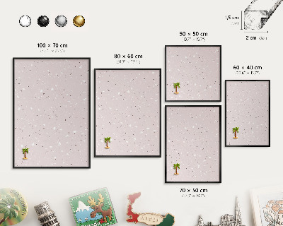 Metal wall board for magnets in a black frame Modern terrazzo
