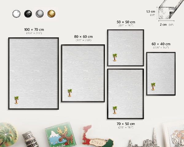 Vacation magnet board with a black frame Wooden pattern