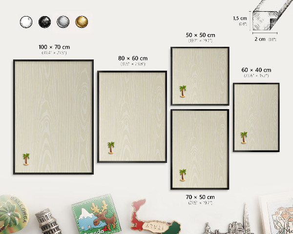 Vacation magnet board with a black frame Beige grain