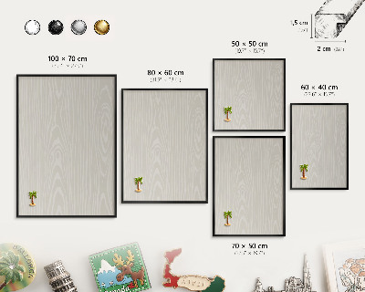 Metal wall board for magnets in a black frame Wooden structure