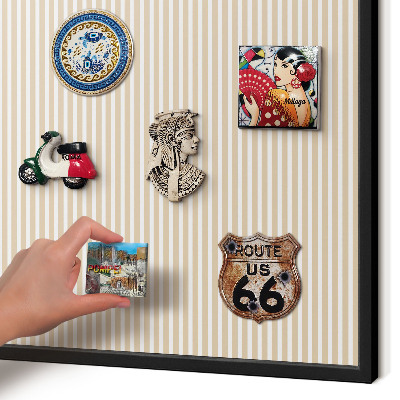 Metal wall board for magnets in a black frame Vertical stripes