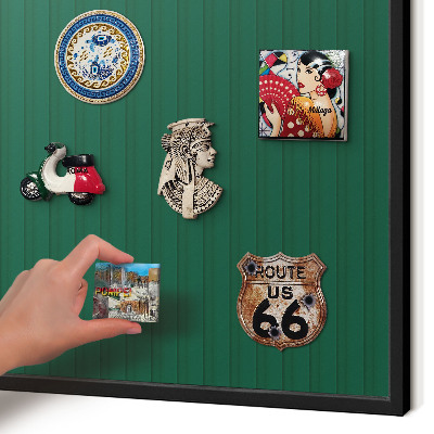 Vacation magnet board with a black frame Green stripes