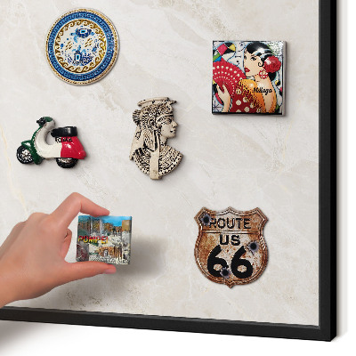 Metal wall board for magnets in a black frame Creamy elegance