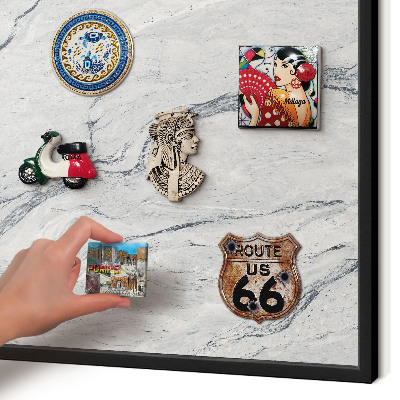 Vacation magnet board with a black frame Gray elegance