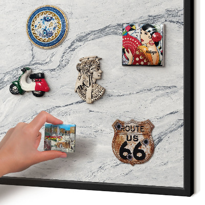 Vacation magnet board with a black frame Gray elegance