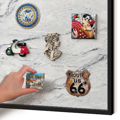 Vacation magnet board with a black frame Gray elegance