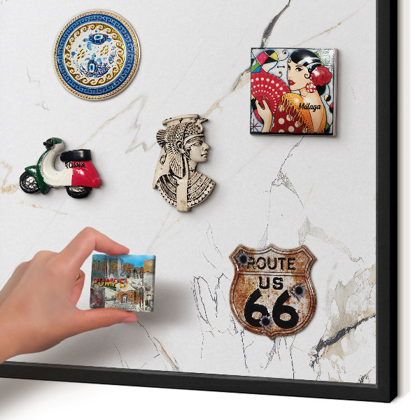 Vacation magnet board with a black frame Modern elegance