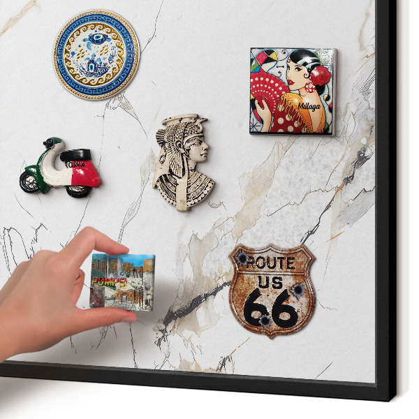 Vacation magnet board with a black frame Modern elegance