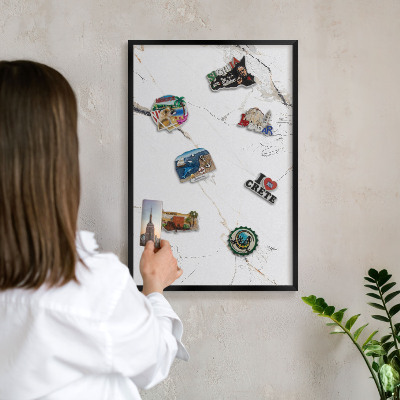 Vacation magnet board with a black frame Modern elegance